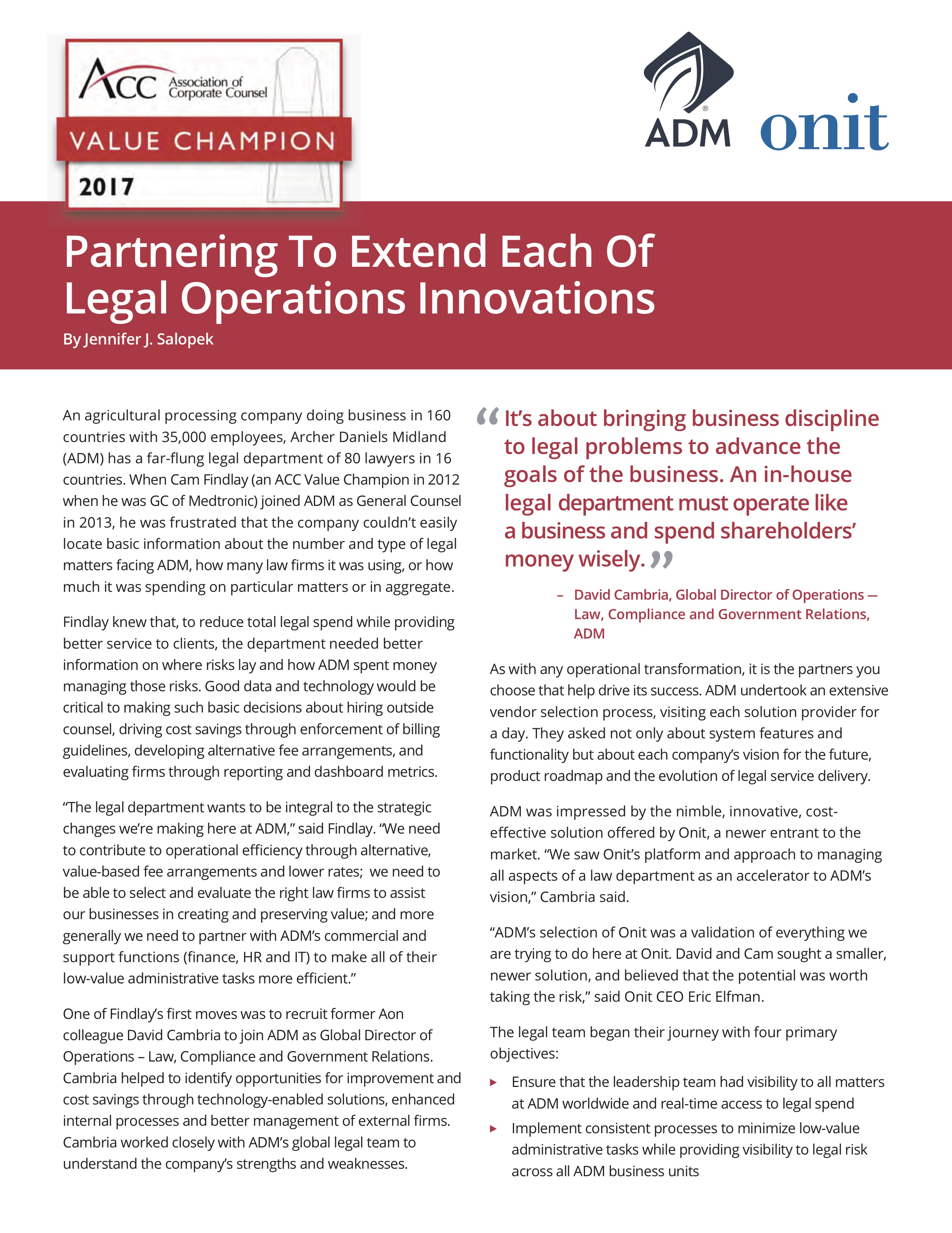 Partnering To Extend Each Of Legal Operations Innovations